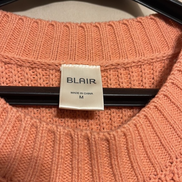 Blair Shaker Stitch Dolman Sweater crew neck short sleeve pink/salmon size M - Picture 2 of 5